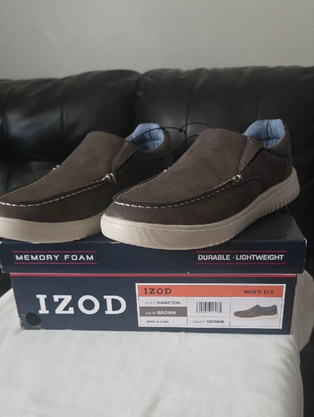 IZOD Men's Brown Slip-On Memory Foam Casual Loafers